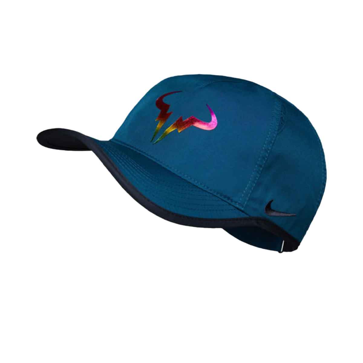 Nike Rafa Iridescent Featherlight hat in Midnight Turq w/Black & Rainbow Foil [835535-346] from the Fall 2016 tennis collection